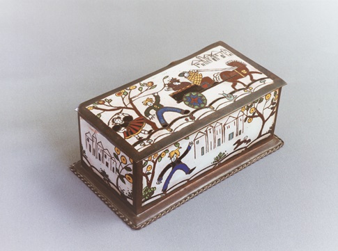 Folk Art champleve enamel box made by Dorothy Leviny